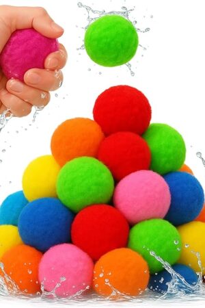 The Reusable Water Balloons, Splash Balls, 2 Inch Soft Cotton Water Balls, Soaker Balls for Kids, Outdoor Beach Game, Summer Pool Toys, Backyard, Beach, Lawn, Party Fun Gifts, 50PCS