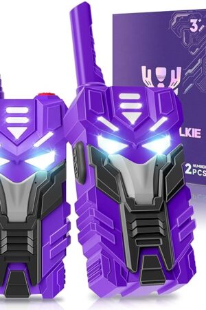 The Purple Doomlord Walkie Talkies for Kids 2 Pack Transform Robot - 2500 FT Range, Cool Eyes Lighting, Birthday Gifts for 3-12 Year Olds, Outdoor Camping Toys for Toddlers & Boys Girls