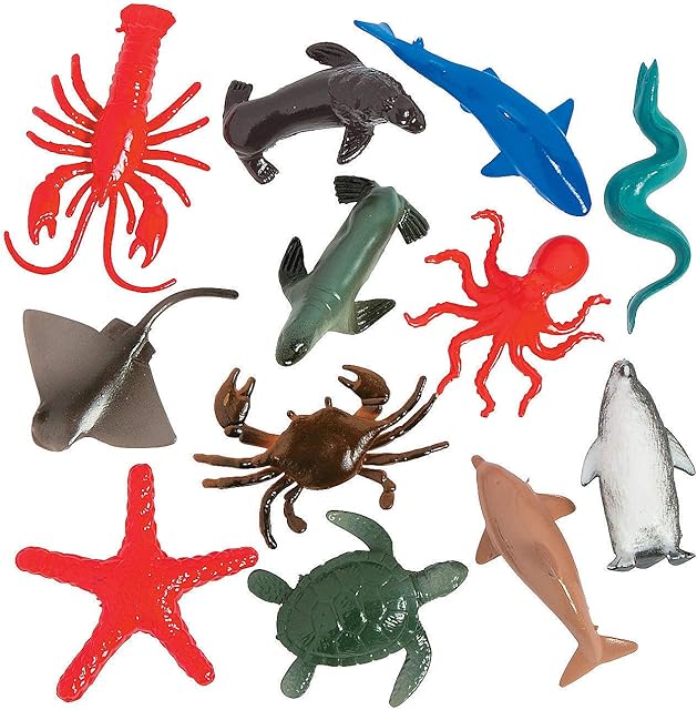The Fun Express Plastic Animals Ocean Animals - 12 piece Sea Creature Toys Set