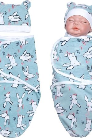 The Reborn Baby Doll Swaddle Blanket 2-Piece High Flexibility Sleep Sack for 17-22 Inch Newborn Dolls Girl and Boy Fake Doll Clothes Accessories