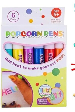 The Priormer Magic Puffy Pens, Priormer Popcorn Pens, 6Pack MarcadoresPuffy, 3D-Art DIY Bubble Popcorn Drawing Pen for Kids Christmas Arts & Crafts Supplies (1Set)