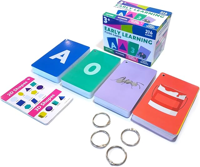 The Carson Dellosa 216 Toddler Flash Cards, Sight Words, Alphabet, Numbers, Colors and Shapes Flashcards Ages 4 and Up, Phonics and Math Manipulatives, Kindergarten and Preschool Learning Activities