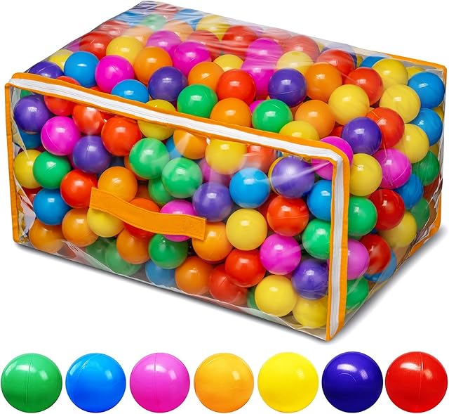 The Vanland Ball Pit Balls for Baby and Toddler Phthalate Free BPA Free Crush Proof Plastic - Multicolored Pit Balls in Reusable Play Toys for Kids with Storage Bag