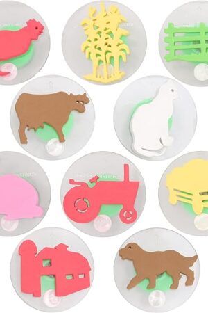 The READY 2 LEARN Giant Stampers - Farm Adventure - Set of 10 - Easy to Hold Foam Stamps for Kids - Arts and Crafts Stamps for Displays, Posters, Signs and DIY Projects