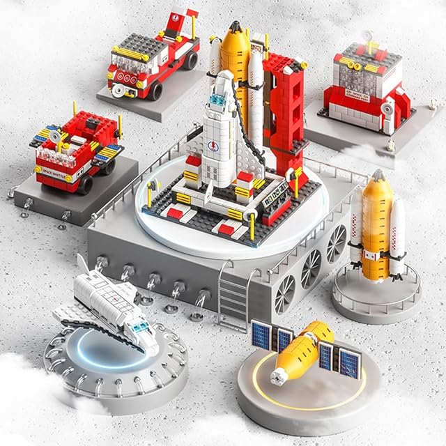 The 6 in 1 Aerospace Building Blocks Set, Spacecraft Building Kits, Space Shuttle Exploration Rocket Launch Center Building Toys STEM Gift for Kids and Boys