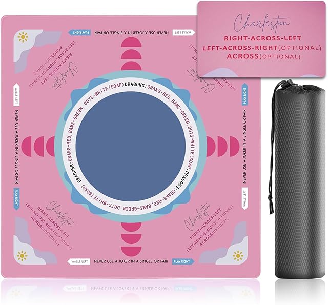 The Mahjong Mat for Table, 32 Inch Non-Slip & Noise Reduction Gaming Mat with Drawstring Bag, Perfect for Poker, Board Games, Card Games, Tile Games, and Dominoes, Pink