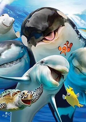 The Prime 3D | Selfies Howard Robinson | Ocean | 150 Piece 3D Jigsaw Puzzle for Kids | Finished Size 18" x 12" | Challenging & Fun for Kids & Families | Immersive 3D Lenticular Effect
