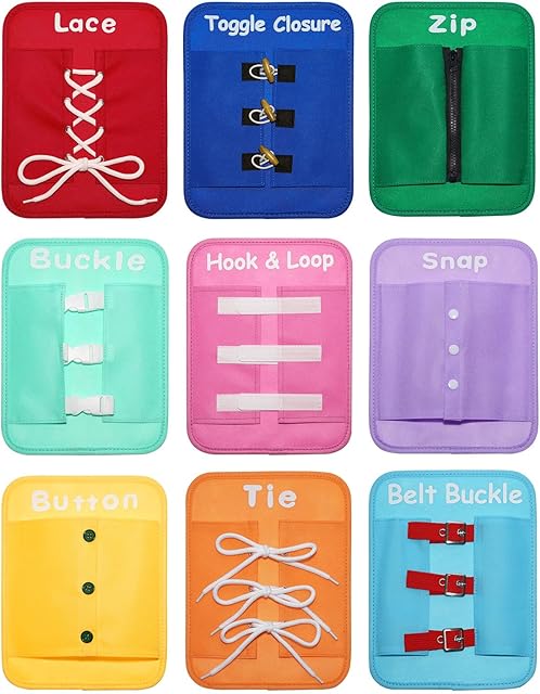 The Learning to Dress Busy Boards, Shoe Tying Practice for Kids, Basic Life Skills Toys Learn to Button, Buckle, Zip, Snap, Lace, Tie, Sensory Board Fine Motor Development Toy for Preschool Classroom