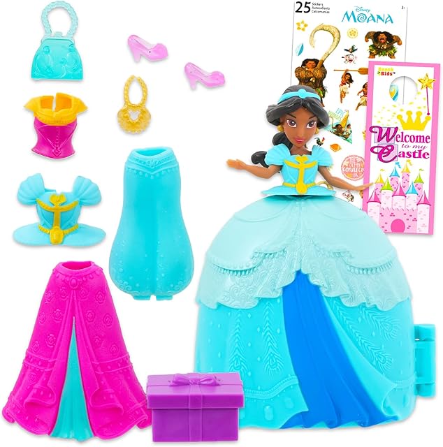 The Disney Princess Fashion Surprise Doll Set - Bundle with Disney Princess Jasmine Dolls Plus Accessories, Stickers, More | Disney Princess Toys for Girls