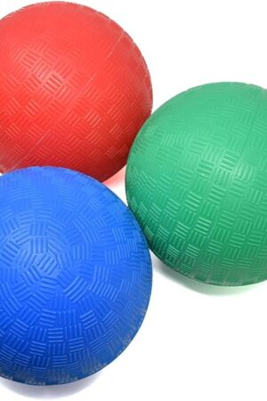 The Playground Dodgeball Balls for Kids 5 Inch Rubber Kickball Sports Ball Set of 3 Red Blue Green Soft Indoor Outdoor Play Catch Sport School Yard Game