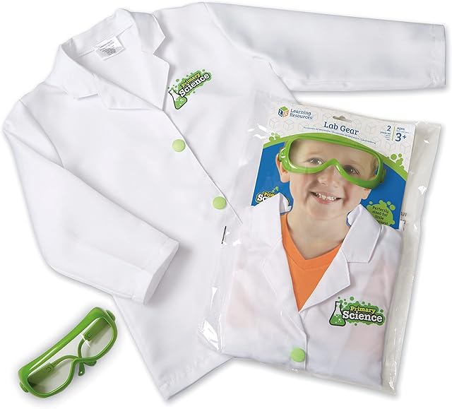 The Learning Resources Lab Gear - 2 Pieces, Ages 3+ Toddler Learning Games, Pretend Play Scientist Costume, Lab Gear for Kids, Science for Kids, STEM Games