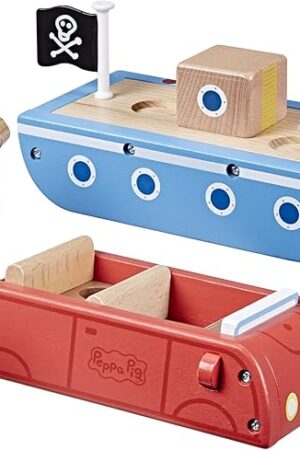 The Peppa Pig Wooden Car and Boat Made from Responsibly Sourced Wood, Toys for 2 Year Old Girls and Boys and Up