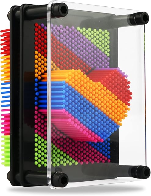 The LXS 3D Pin Art Board Toy, Colourful Plasic Board Size(3.75 x 5 inches), Classic Pin Impression Art Toys Sculpture for Children Kids