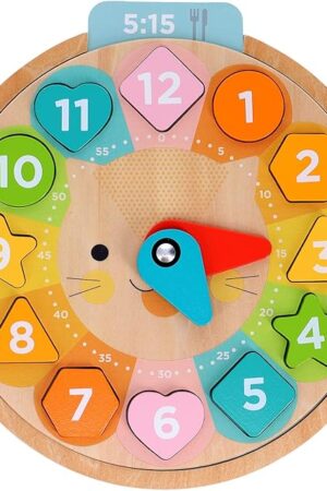 The Petit Collage Multi-Language + Counting + Colors Wooden Learning Clock