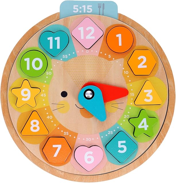 The Petit Collage Multi-Language + Counting + Colors Wooden Learning Clock