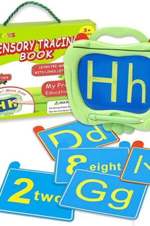 The Preschool Sensory Learning Activities for Kids: Reusable Letters & Numbers Tracing Pad for Kids Ages 3-5 - ABC Handwriting Practice Sensory Toys for Preschool Kindergarten Toddlers 3 4 5 Years Old