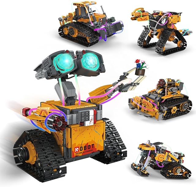 The Robot Building Kit, App & Remote Control Robot Toys for Kids, 5 in 1 High-Tech Remote Control Building Block Robot, Creative Gift for Aged 6 7 8 9 10 11 12+ Kids Boys & Girls
