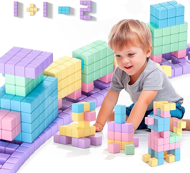The 50 PCS Magnetic Block, 1 Inch Toddler Magnetic Building Cubes, Montessori Toys for Kids 3+, STEM Sensory Autism Toys, Christmas Birthday Gift for Boys and Girls