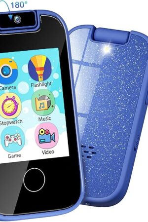 The PTHTECHUS Kids Phone Toys for Girls Boys - Toddler Touchscreen MP3 Music Player with Dual Camera, Habit Tracker,Games, Alphabet, Educational Learning Toys Birthday Easter Present for 4-14