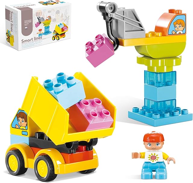 The Town Dock Construction Team Building Toy Set for Preschool Boys and Girls, Early Development and Activity Toys for Toddlers Ages 3-5 (18 Pieces)