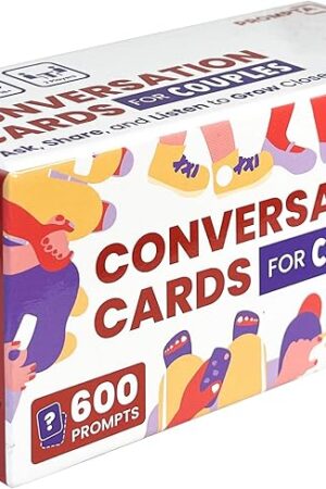 The Prompta 600 Conversation Cards for Couples – Light, Medium, and Deep Get-to-Know-You Questions for Connecting With Your Partner - Date Night Topics for New or Married Couples - 2.5? x 1.75? Cards