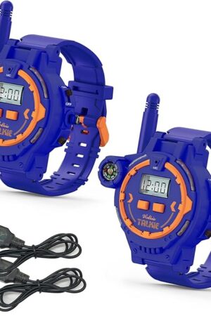 The Rechargeable Walkie Talkie for Kids Two-Way Radio Walky Talky with Flashlight Children Outdoor Game Interphone Toy Game and Gifts for Boy and Girl Age 4 to 12 (Blue)