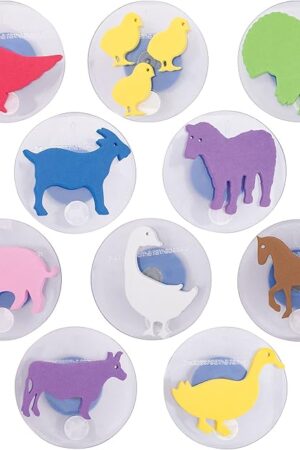 The READY 2 LEARN Giant Stampers - Farm Animals - Set of 10 - Easy to Hold Foam Stamps for Kids - Arts and Crafts Stamps for Displays, Posters, Signs and DIY Projects