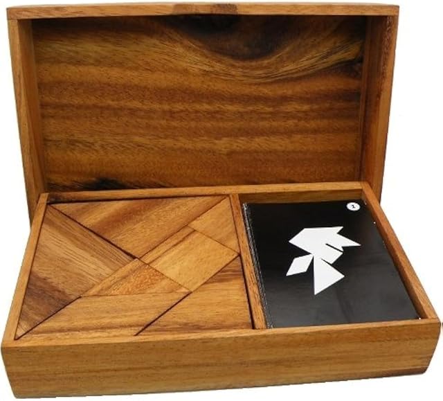 The Logic Tangram Set with Play Cards Wooden Puzzle Game