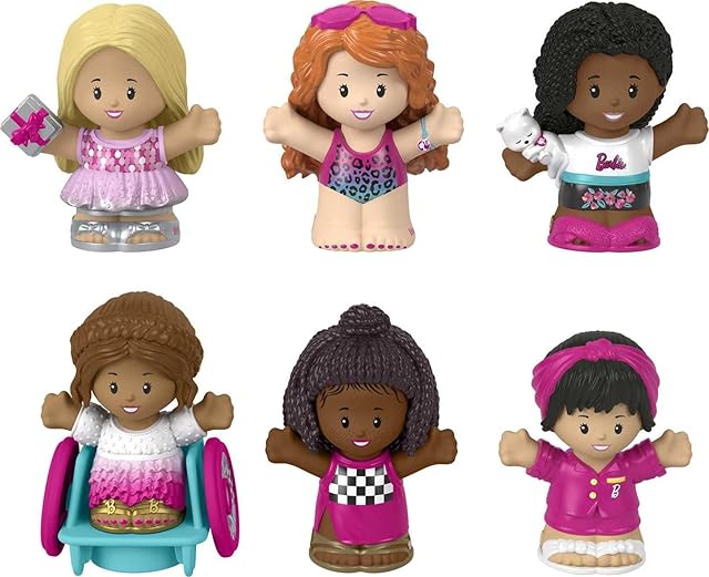 The Fisher-Price Little People Barbie Toddler Toys Figure 6 Pack for Preschool Pretend Play Ages 18+ Months