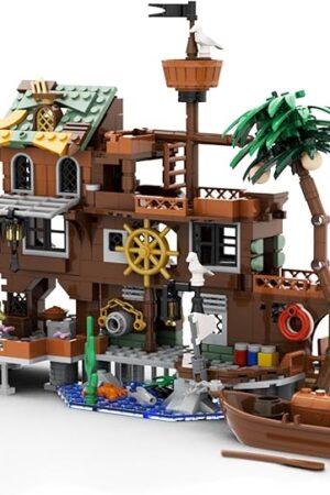 The Pirate Dock Ship Building Toys, Pirate Themed City Building Block Set, A Gift Compatible with Lego Sets for Boys & Girl 6-14 & Adults (579pcs)