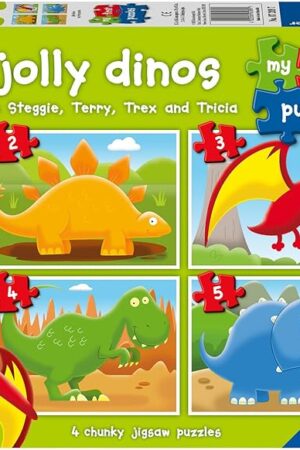 The Ravensburger My First Puzzle: Jolly Dinos (2: 3: 4 & 5 Piece) Jigsaw Puzzle for Kids - Every Piece is Unique, Pieces Fit Together Perfectly