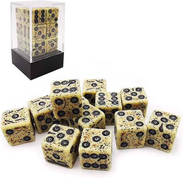 The Bescon Old Looking Ancient Bone Dice D6 16mm 12pcs Set, 16mm Six Sided Die (12) Block of Stone Dice