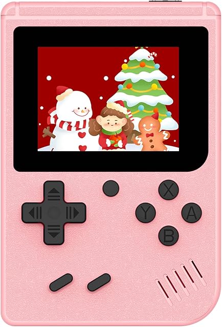The Mini Handheld Game Console for Kids, Preloaded 400 Retro Video Games, Portable Video Gaming Player with 3.0" IPS Screen and Rechargeable Battery (Pink)