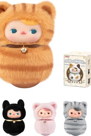 The POP MART PUCKY Roly-Poly Kitty Series-Vinyl Plush Blind Box, PUCKY Blind Box Figures, Random Design Action Figures Collectible Toys Home Decorations, Holiday Birthday Gifts,Single Box