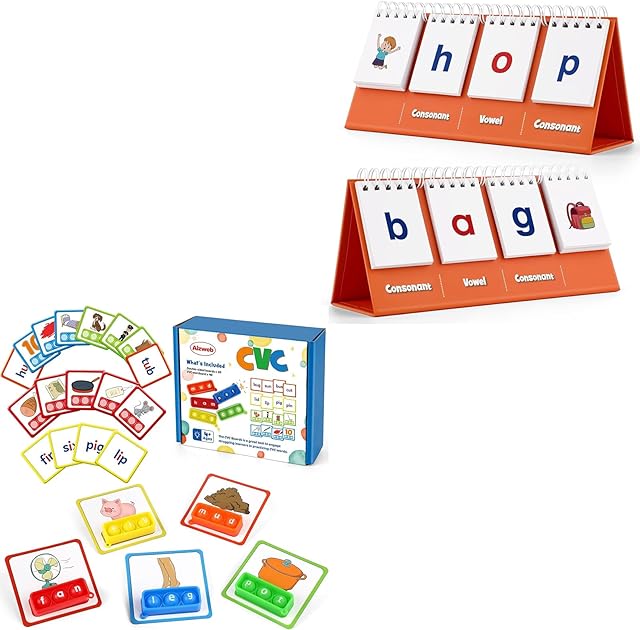 The Aizweb CVC Word Game,Phonics Games Flash Cards for Preschool Kindergarten Classroom Supplies,Special Education Reading Manipulative Spelling Toy for Learning Activity Teacher School