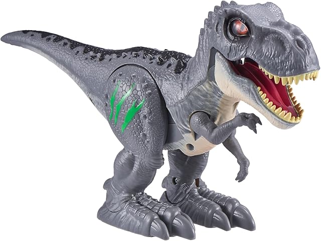 The Robo Alive Attacking Grey T-Rex Battery-Powered Robotic Toy by Zuru, Dinosaur Toy, Gift for Boys 3 Years Old and Up
