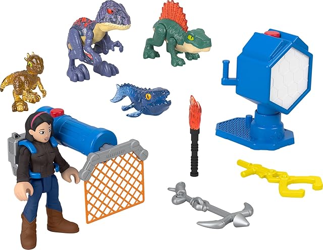 The Fisher-Price Imaginext Jurassic World Dinosaur Toys Evo-Scanner Multi-Pack 10-Piece Light-Up Figures Set for Ages 3+ Years