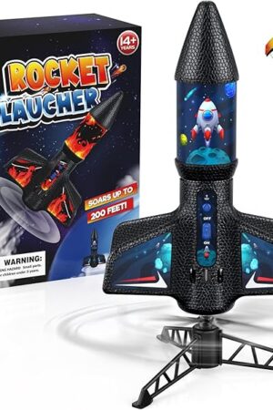 The Rocket Launcher for Kids with Launch Set Up to 200 Ft Air Model Rocket Toy with Parachute, Space Ship Outdoor Toys for Ages 8-13 Boy Birthday Gift Birthday Gift for Kids