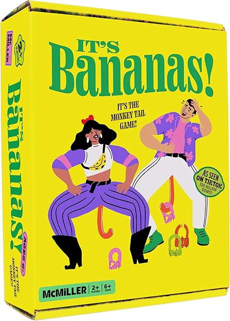 The It's Bananas! The Monkey Tail Game - Funny, Fun Party & Family Board Game for Kids, Stocking Stuffer, Christmas, Thanksgiving, White Elephant, Girls Night, Birthday Gift, Gag, Novelty