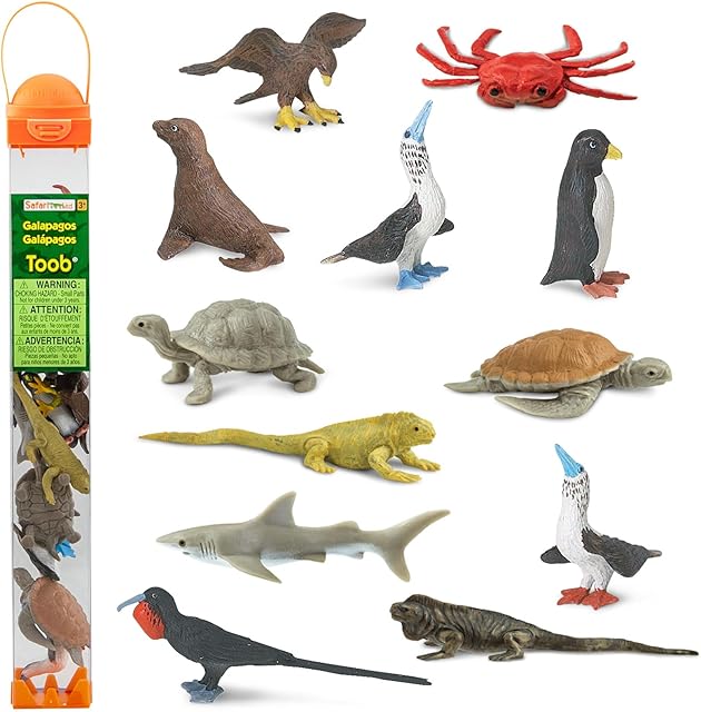 The Safari Ltd. Galapagos Wildlife TOOB - Figurines of Seal, Blue-Footed Booby, Tortoise & More - Fun Educational Play Toy for Boys, Girls & Kids Ages 3+