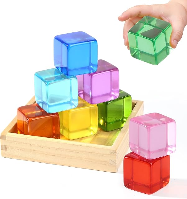 The Large Building Blocks for Toddlers, 18 Month Old Toys, Montessori Toys for 1.5 2 3 4 Year Old Boys Girls, Big Rainbow Acrylic Blocks Set, Educational Toys STEM Sensory Gifts for Kids Age 2-4