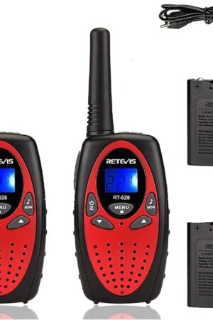 The Retevis RT628 Walkie Talkies for Kids Rechargeable,Long Range 2 Way Radio 22 CH Backlit LCD Screen VOX,Toys Gifts for 6-12 Years Old Boys Girls,Indoor Outdoor Adventure(Red, 2 Pack)