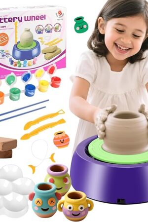 The Pottery Wheel for Kids, Toddler Arts & Crafts for Kids Ages 8-12, Pottery Kit & Tools for Beginners, Starter Clay Sculpting Tools Set with Carving Painting DIY Clay Maker Toys for Boy Girls Gifts