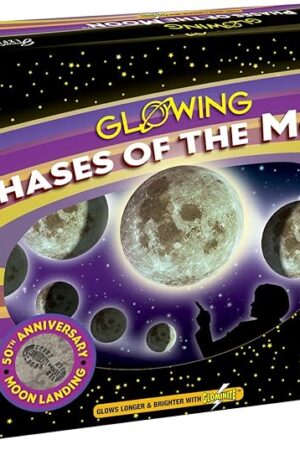 The Phases of the Moon Kit with 8 Glow-in-the-Dark 3-D Moons and 67 Glow-in-the-Dark Adhesive Stars with Phases of the Moon Guidebook