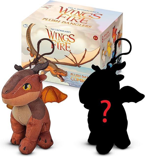 The Tui T. Sutherland's - Wings of Fire Dragon Plush Danglers - Clay & Mystery Dragon Combo Box - Soft Stuffed Animal Dangler Toy - Collectible Dragon Plushies for Kids - 2 Dragons Per Box