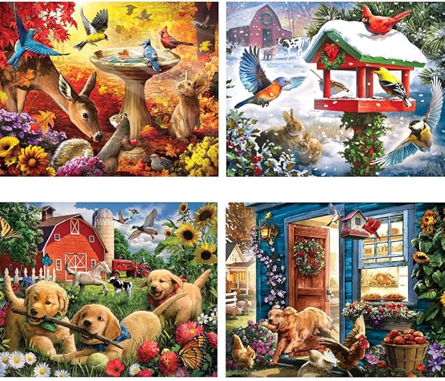 The Bits and Pieces – 4-in-1 Multi-Pack - 300 Piece Jigsaw Puzzles for Adults – 300 pc Puzzle Set Bundle by Artist Larry Jones - 16" x 20" (41 cm x 51 cm)