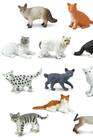 The Safari Ltd. Domestic Cats TOOB - 11 Mini Figurines Including Balinese, Gray Tabby, Angora, Birman, Siamese, and More - Toy Set for Boys, Girls & Kids 3+