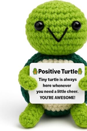The Positive Turtle New - Positive Crochet Animals Handmade Emotional Support Crochet Doll Desk Decor Pickle Gifts Emotional Support Plush for Anxiety & Stress Relief