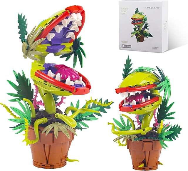 The 322PCS Horrous Audrey The 2 Piranha Plant Cannibal Flower Building Toys Model Compatible with Lego Size,Unique Cannibal Flowers Monster Christmas DIY Decor,A Great Decorative Toy for 6+