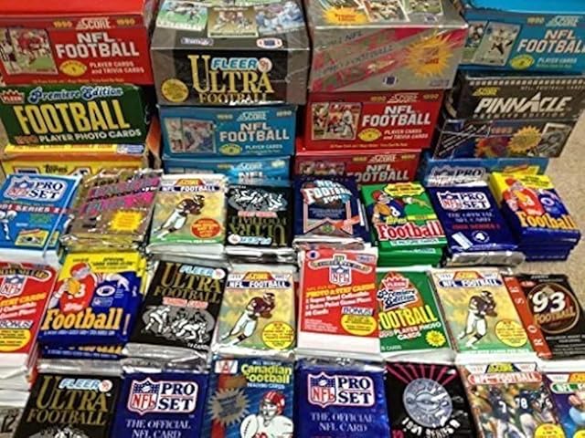 The DREAM LOT OF OLD UNOPENED FOOTBALL CARDS IN PACKS 60 Cards in Packs from the Late 80s and Early 90s